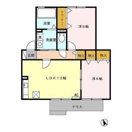 グランリッツ西島 A(2LDK/1階)の間取り写真