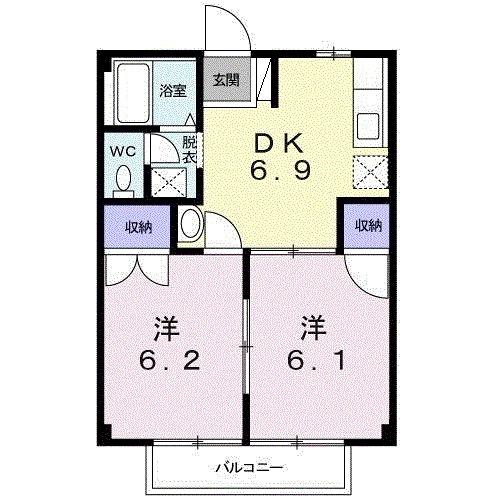 シティあすび(2DK/2階)の間取り写真