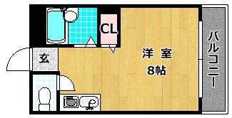 シャンテー長尾家具(ワンルーム/2階)の間取り写真
