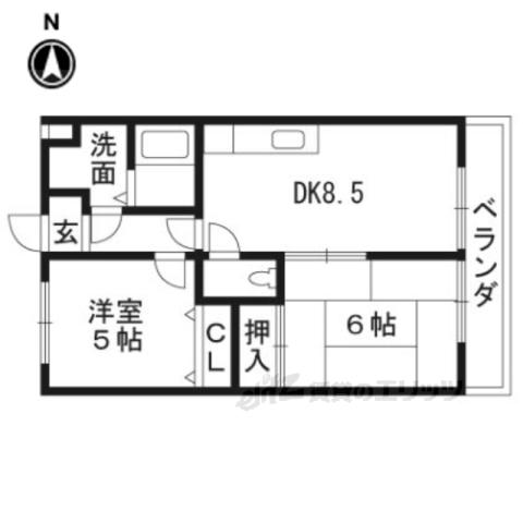 ロイヤルパレス馬堀(2LDK/3階)の間取り写真