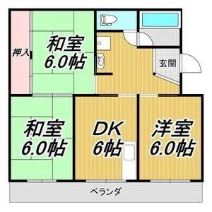 サンライト浅野(3DK/2階)の間取り写真