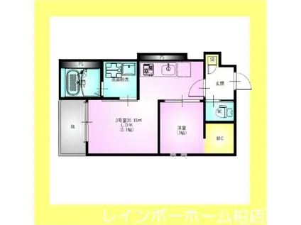 REGALEST 柳(1LDK/3階)の間取り写真