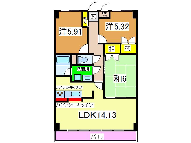 ヴィラ・フォーシーズン(3LDK/3階)の間取り写真