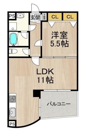 フェルザ今宮戎(1LDK/7階)の間取り写真
