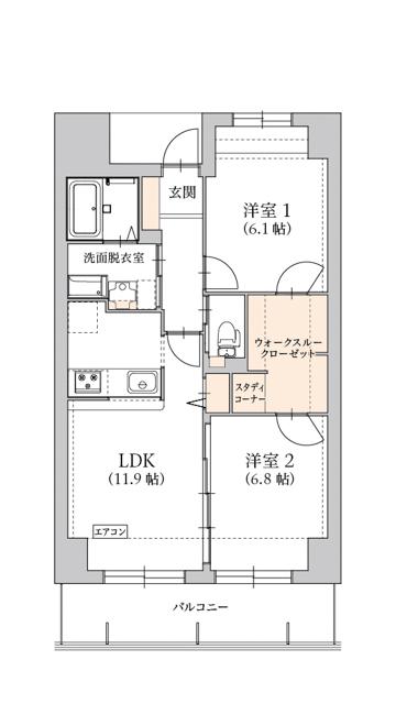 グラン トガリーゼ(2LDK/8階)の間取り写真