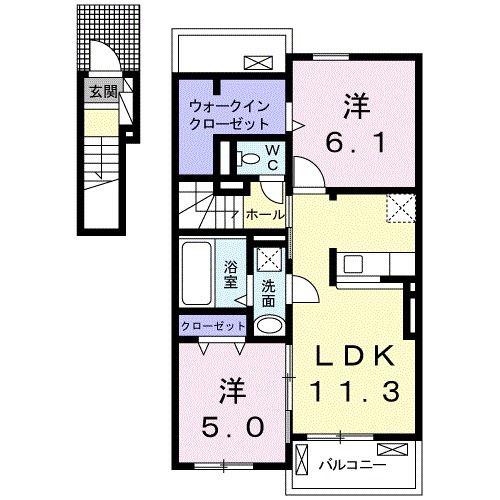 ダイアン(2LDK/2階)の間取り写真