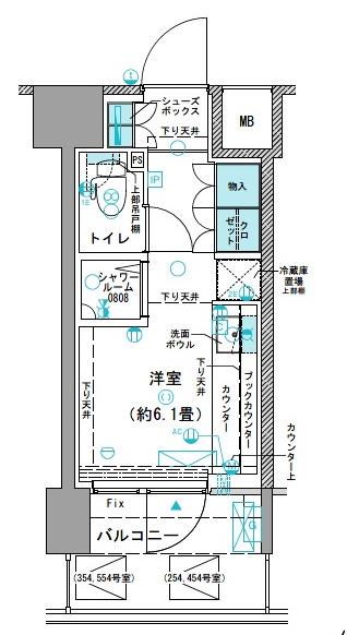コムレジ赤羽 学生棟(ワンルーム/4階)の間取り写真