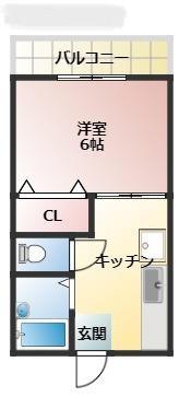 シェブー喜田村(1K/1階)の間取り写真