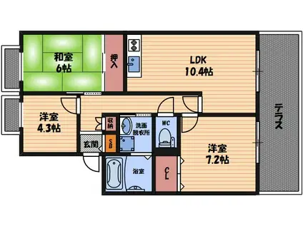 エクセル南茨木(3LDK/2階)の間取り写真