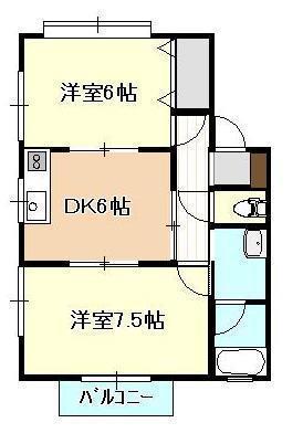 グレース坂井砂山B(2DK/2階)の間取り写真