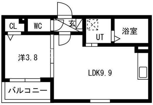 PLUMERIA駅南(1LDK/3階)の間取り写真