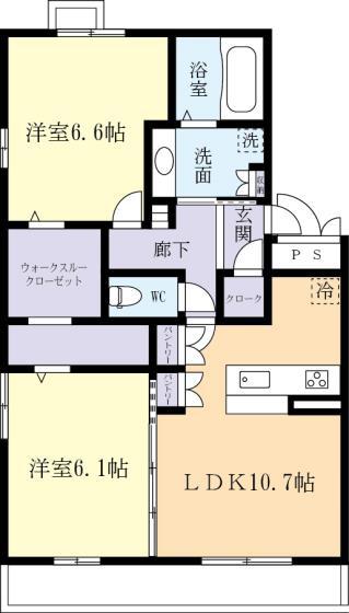SIDETHREE B棟(2LDK/1階)の間取り写真