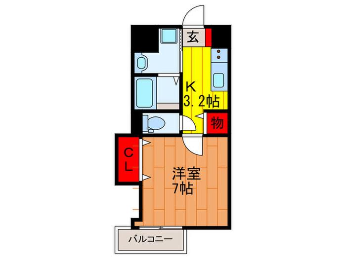 アウローラ(1K/2階)の間取り写真