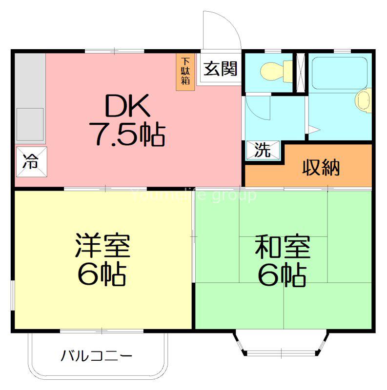コーポ小林(2DK/1階)の間取り写真