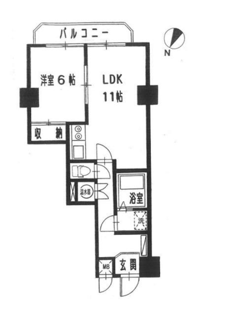 グランドメゾン恵比寿東(1LDK/4階)の間取り写真