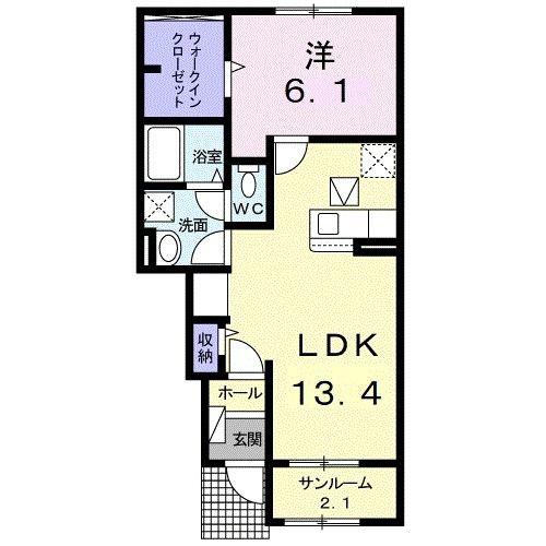 メゾンエトワールF(1LDK/1階)の間取り写真