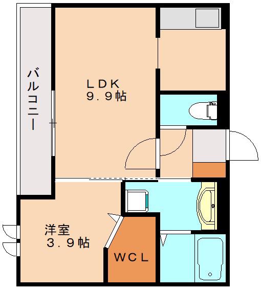 D-ROOM大橋(1LDK/1階)の間取り写真
