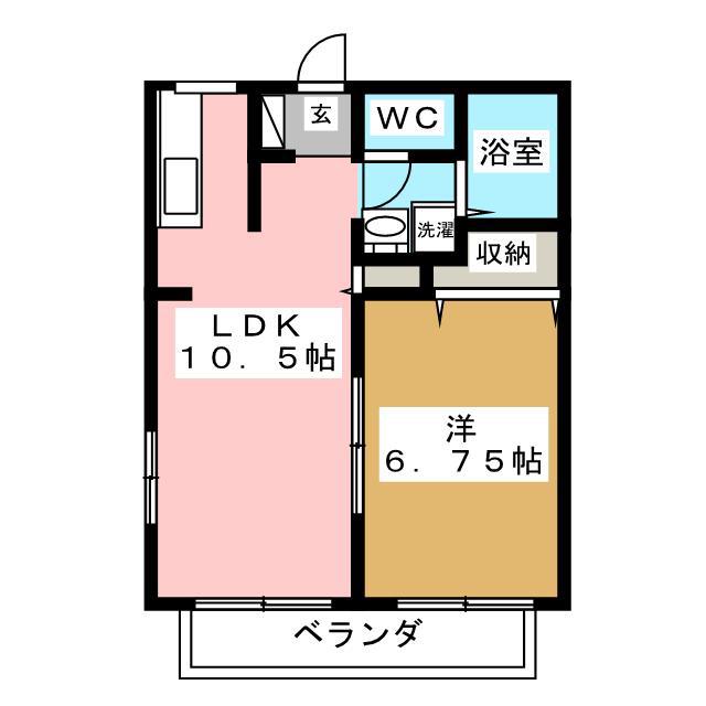 ウィスタリアA(1LDK/1階)の間取り写真