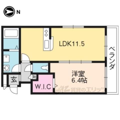ラ・クール北山(1LDK/2階)の間取り写真