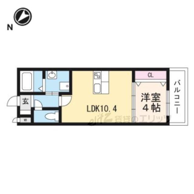 リーベ岸部(1LDK/1階)の間取り写真