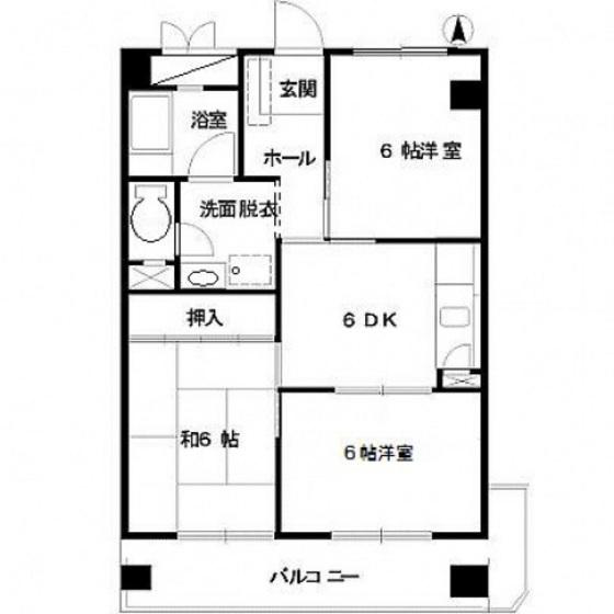 奥野マンション(3DK/5階)の間取り写真