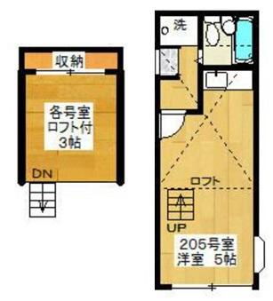 ロイヤルパレス5番館(ワンルーム/2階)の間取り写真