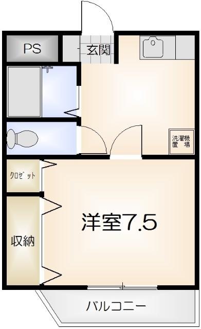 ヴェルディ沖浜(1K/2階)の間取り写真