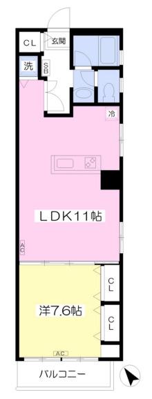 音羽ピネハイム(1LDK/7階)の間取り写真