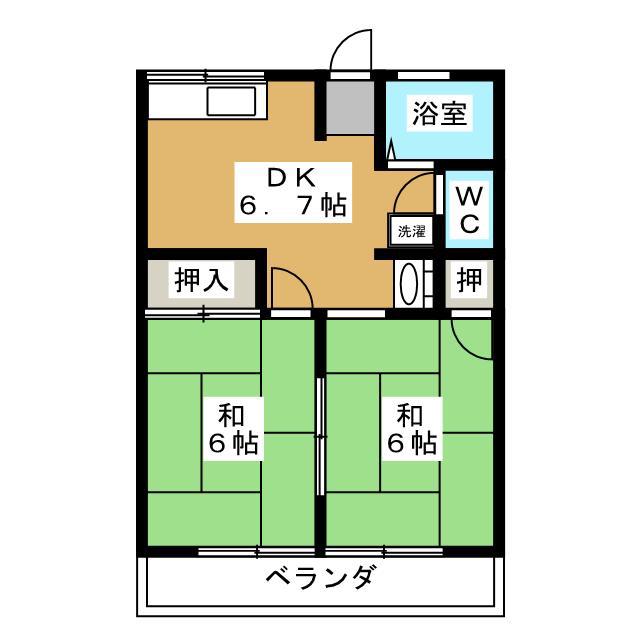シティハイム土岐(2DK/2階)の間取り写真