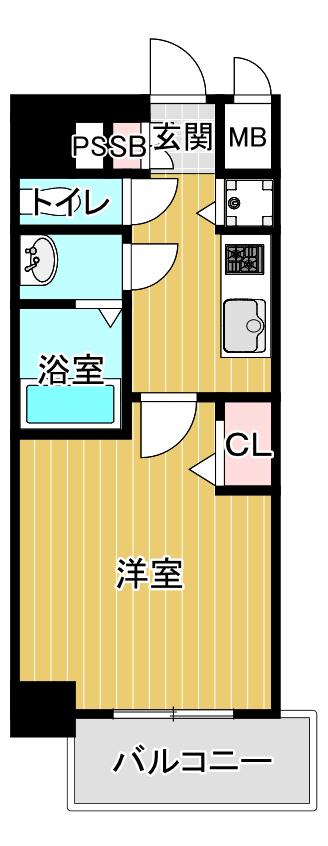 ゼオン大阪イースト(1K/3階)の間取り写真