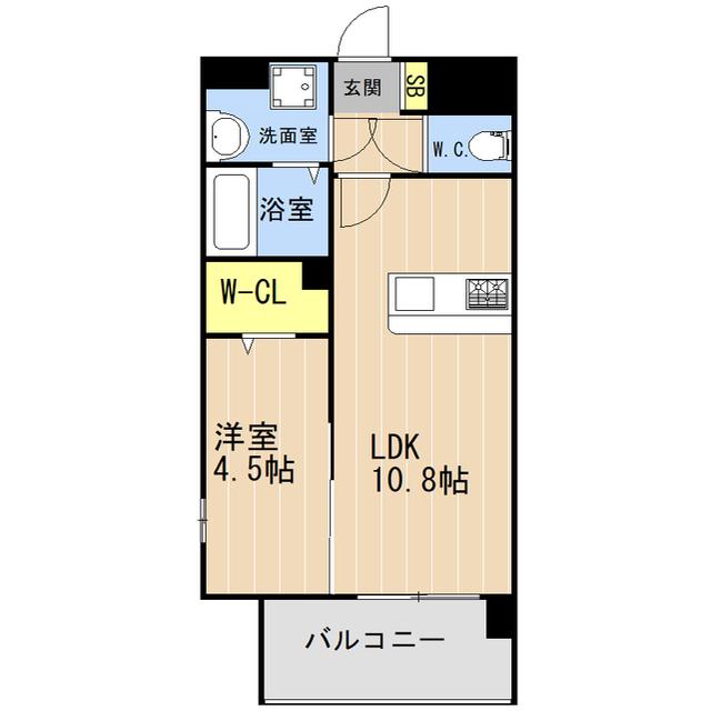 LIBTH安里(1LDK/5階)の間取り写真