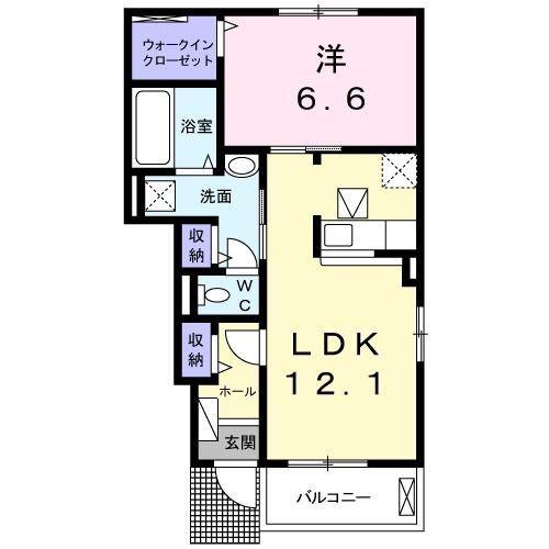 ホワイトハウスⅠ番館(1LDK/1階)の間取り写真