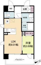 LIVE FLAT塚本新北野(1LDK/2階)の間取り写真