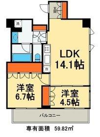 プロスペクトKALON三ノ輪(2LDK/14階)の間取り写真
