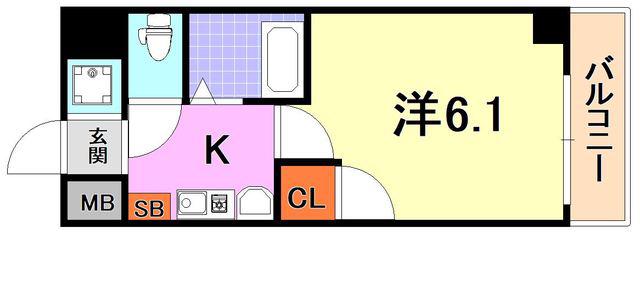 エステムコート新神戸エリタージュ(1K/10階)の間取り写真