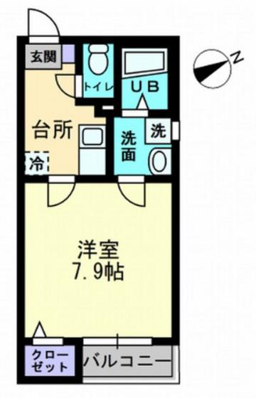 クレフラスト北長瀬 A棟(1K/2階)の間取り写真