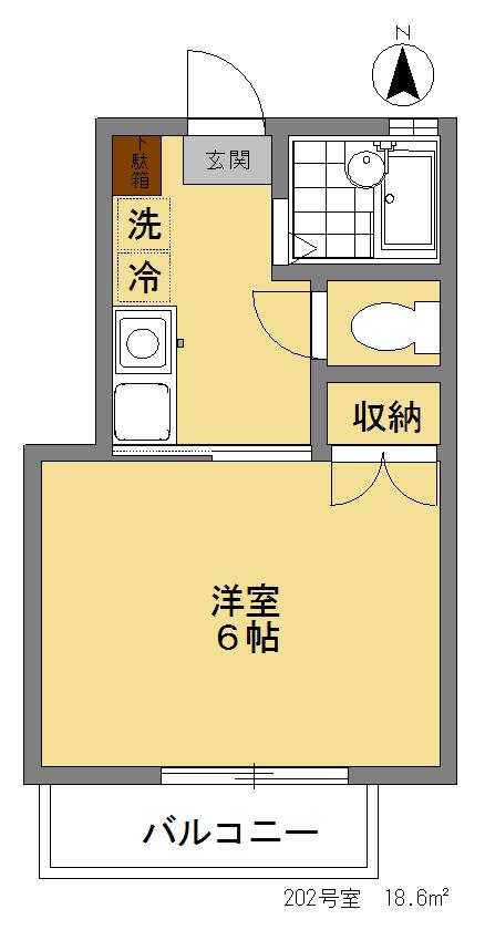 ハイツ欅(1K/2階)の間取り写真