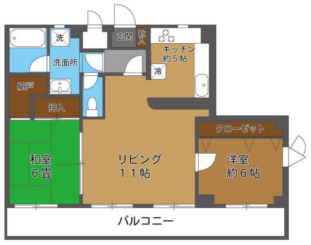リバーサイドパレス(2LDK/3階)の間取り写真