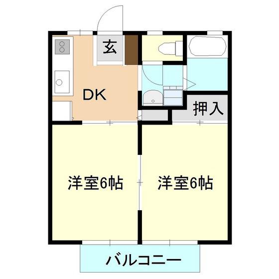 マイシティライフ15番館(2DK/2階)の間取り写真
