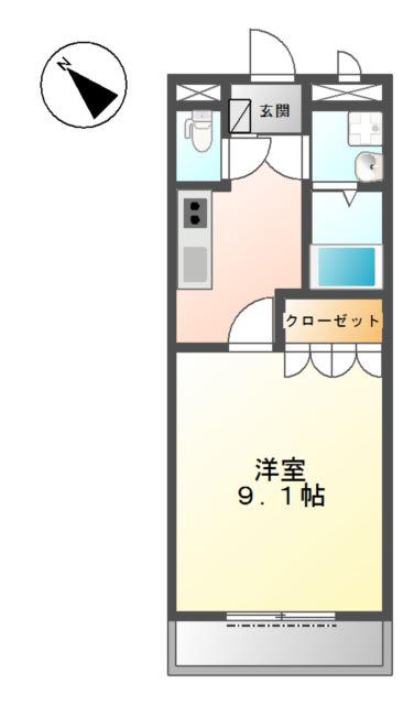 グランドールヒルズ(1K/1階)の間取り写真