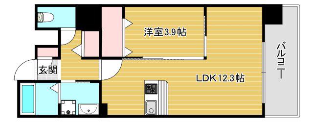 MAISON COULEUR UESHIO(1LDK/5階)の間取り写真