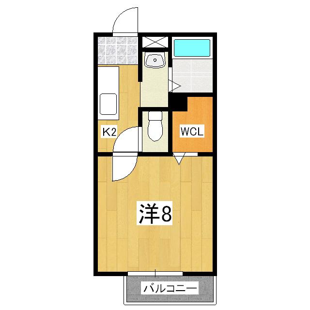 ブランシェ御陵II(1K/2階)の間取り写真