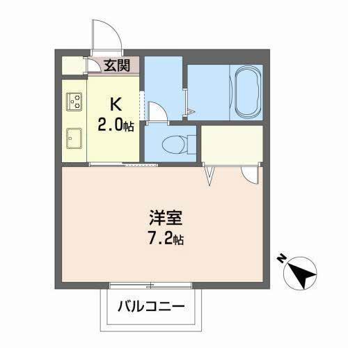 パークサイドスクエア(1K/2階)の間取り写真