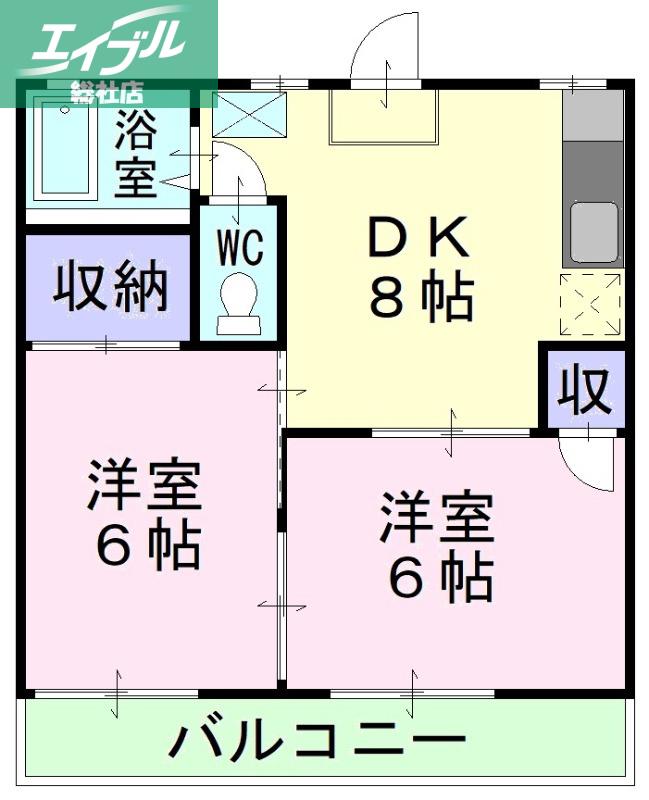 メゾン松尾A棟(2DK/2階)の間取り写真