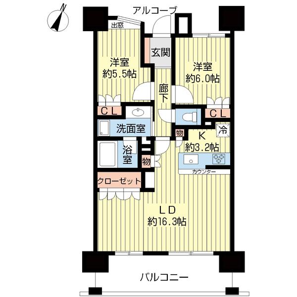 レクセルプラザ守谷(2LDK/10階)の間取り写真