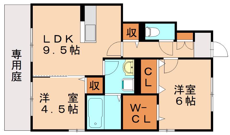 サンセールはぶ(3LDK/2階)の間取り写真