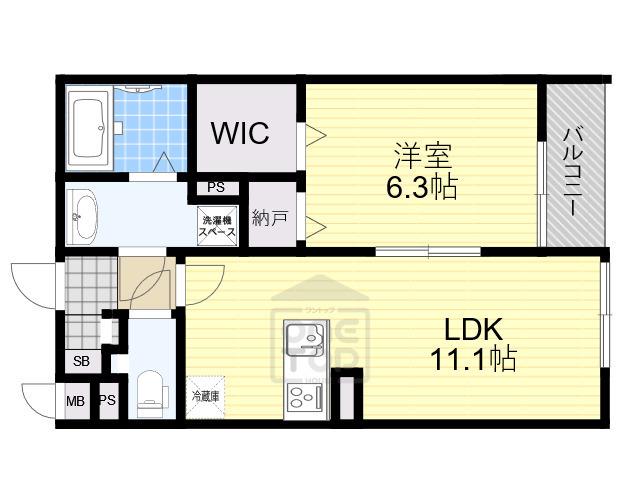 ロアールエフツー(1LDK/1階)の間取り写真