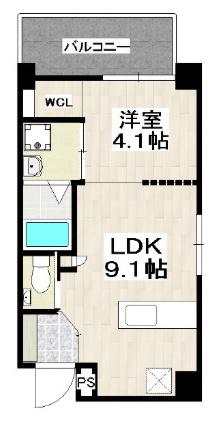 ウィル久茂地(1LDK/9階)の間取り写真