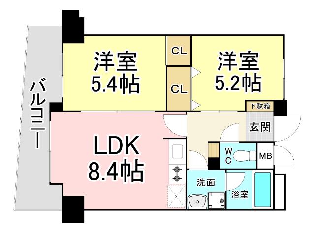 オールセインツ(2LDK/7階)の間取り写真