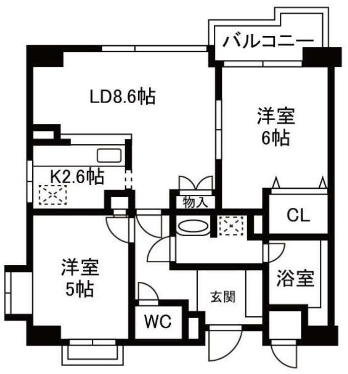 チュリス明大前(2LDK/9階)の間取り写真